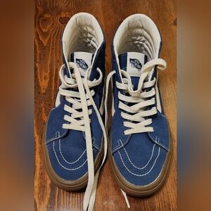 Vans Blue and White High-Top Sneakers